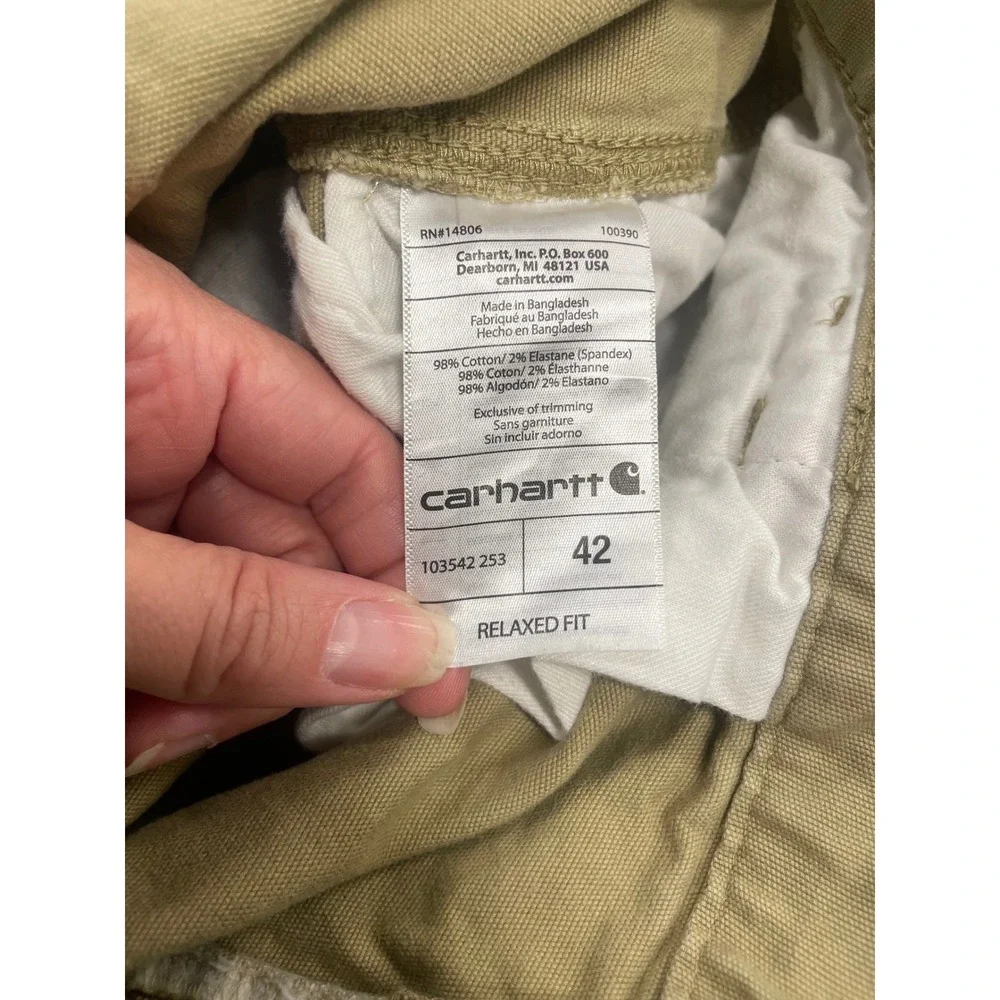 Carhartt Mens Relaxed Fit Cargo Shorts Khaki Tan Canvas Workwear 42 utility